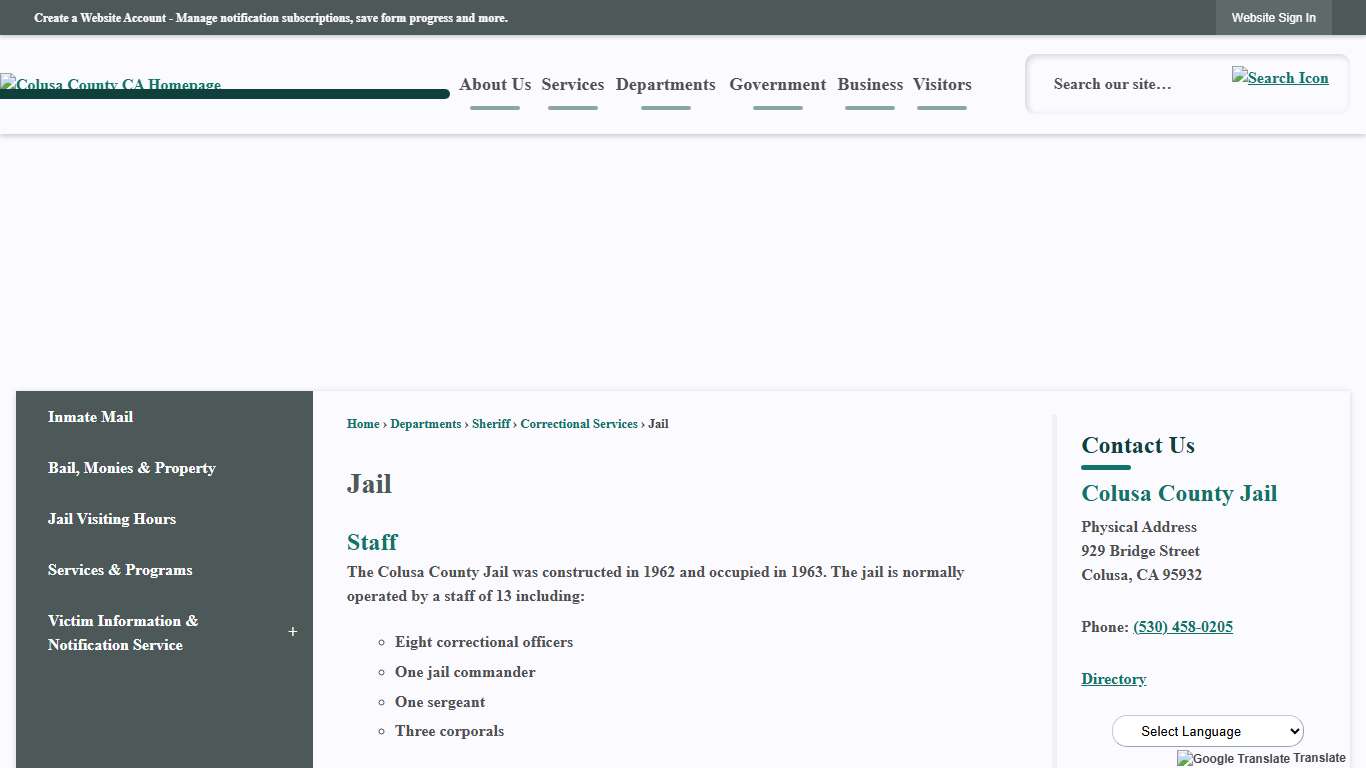 Jail | Colusa County, CA - Official Website